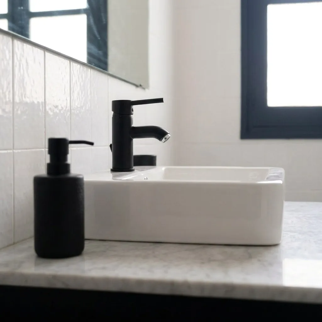 Detalle del lavabo y la grifería