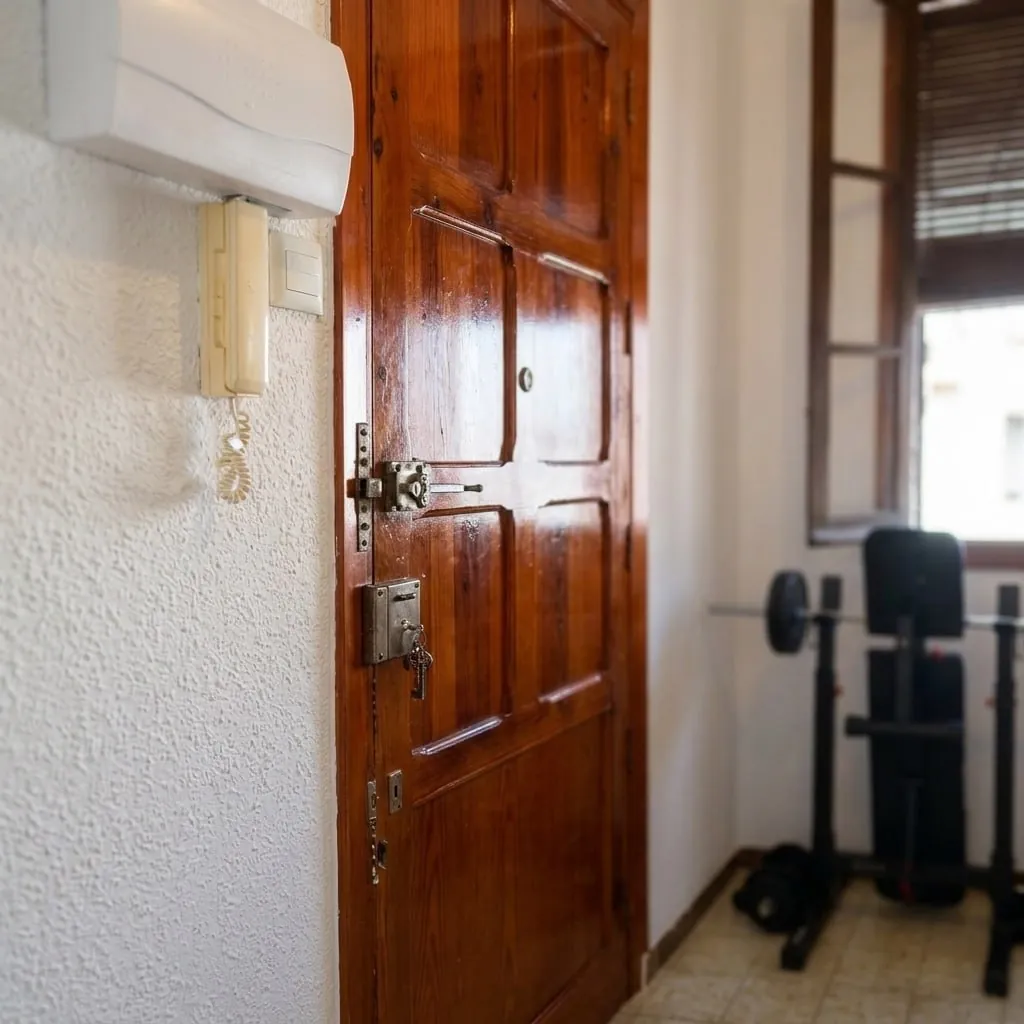 Puerta de entrada de madera noble